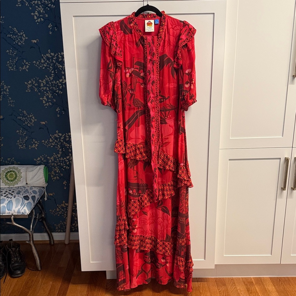 FARM Rio Red Floral Maxi Dress